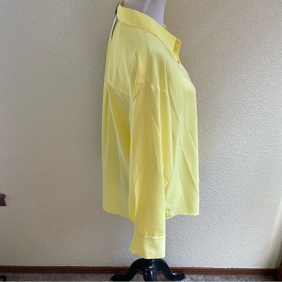 NWT The Drop Rachmartino Lemon Pastel Yellow Heart Shaped Button Down Shirt: L - Picture 4 of 12